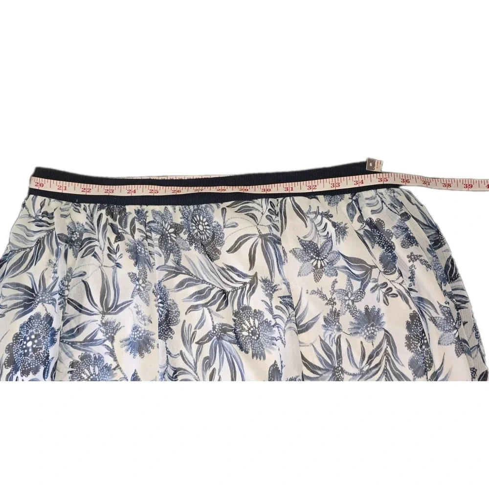 Westport Blue White Floral Skirt Women's Lined Elastic Waist Cottagecore Midi 12